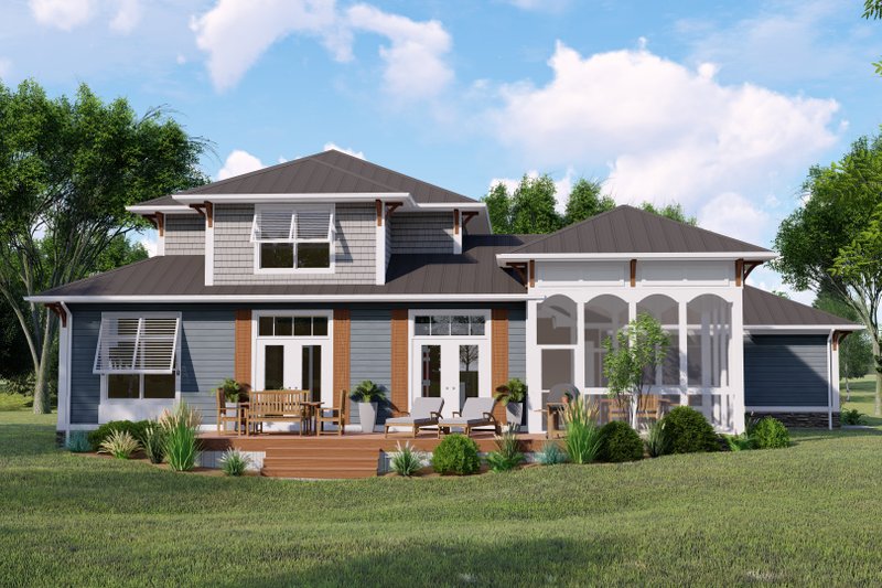 Dream House Plan - Exterior - Rear Elevation for Prairie House Plan #1064-169 - 3 bed, 3 bath