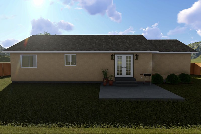 Dream House Plan - Exterior - Rear Elevation for Ranch House Plan #1060-3 - 2 bed, 1 bath