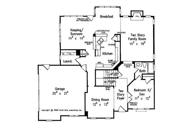 House Blueprint - Floor Plan - Main Floor for Colonial House Plan #927-848 - 5 bed, 4 bath