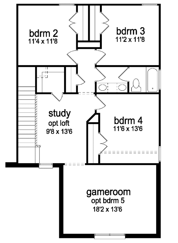 House Plan Design - Traditional Floor Plan - Upper Floor Plan #84-690
