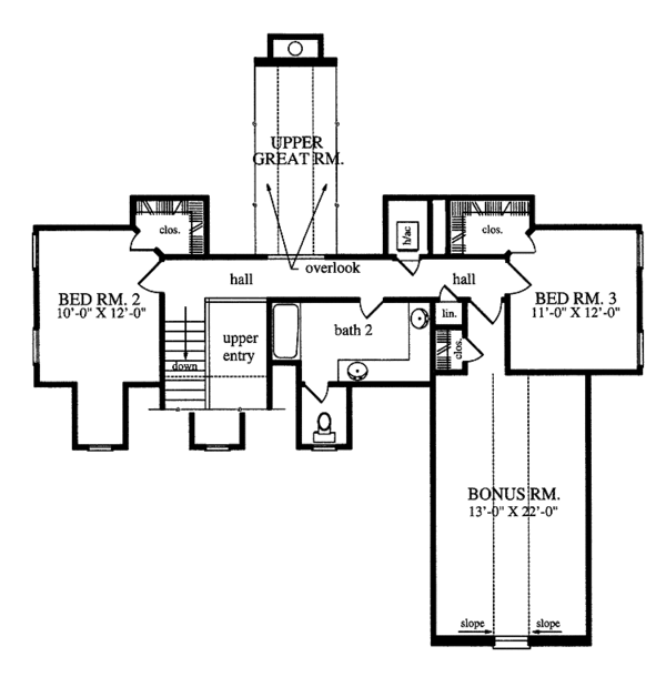 Dream House Plan - Country Floor Plan - Upper Floor Plan #42-598