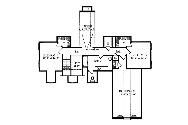 Dream House Plan - Floor Plan - Upper Floor for Country House Plan #42-598 - 3 bed, 2.5 bath