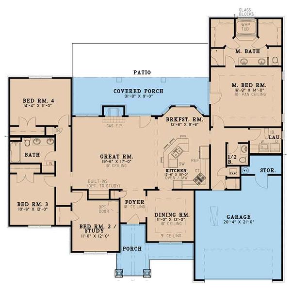 House Plan Design - Ranch Floor Plan - Main Floor Plan #17-3396