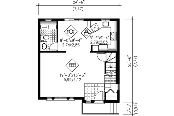 Floor Plan - Main Floor House Plan #25-4247 - 3 bed, 1.5 bath