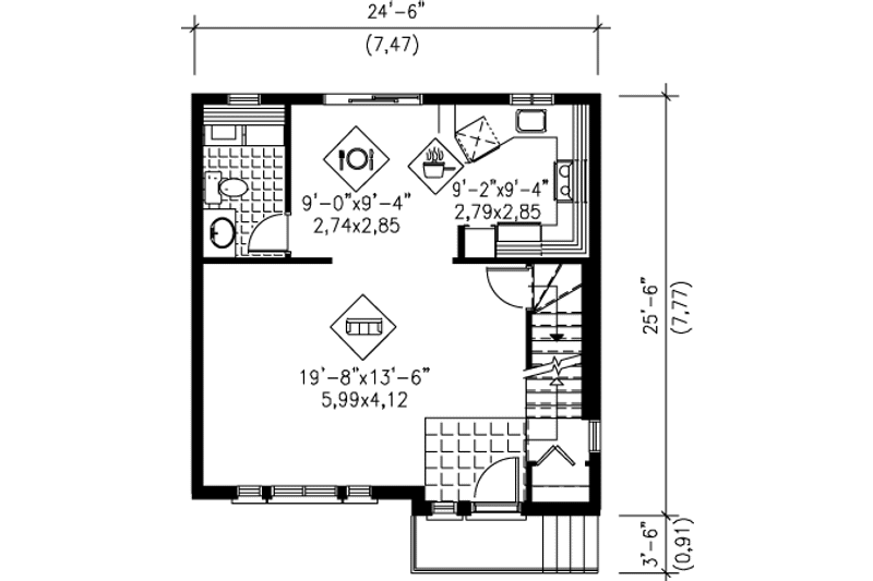 Architectural House Design - Floor Plan - Main Floor House Plan #25-4247 - 3 bed, 1.5 bath