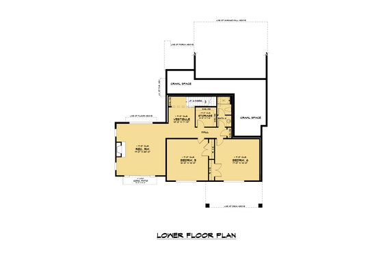 Floor Plan - Lower Floor for Contemporary House Plan #1066-117 - 6 bed, 4.5 bath