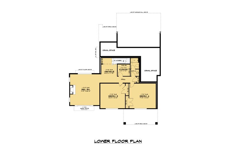 House Plan Design - Floor Plan - Lower Floor for Contemporary House Plan #1066-117 - 6 bed, 4.5 bath