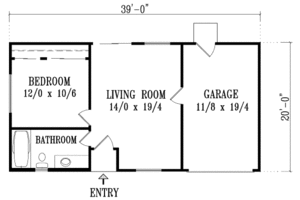 Floor Plan - Main Floor for Traditional House Plan #1-217 - 1 bed, 1 bath