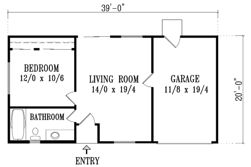 Home Plan - Floor Plan - Main Floor for Traditional House Plan #1-217 - 1 bed, 1 bath