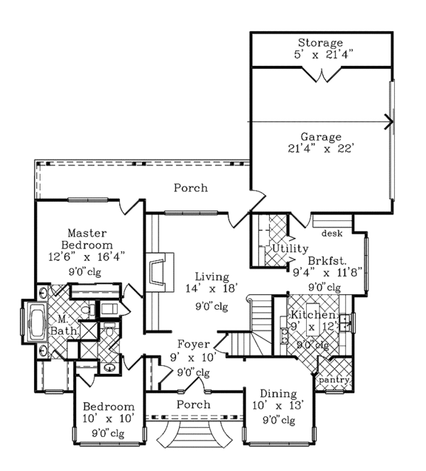 House Plan Design - Country Floor Plan - Main Floor Plan #985-12