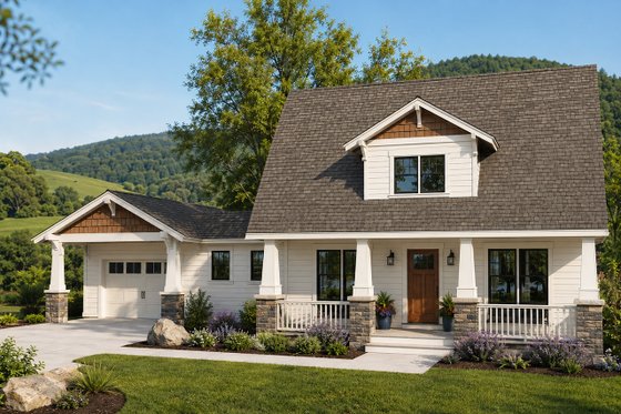 Exterior - Front Elevation for Bungalow House Plan #124-736 - 3 bed, 2.5 bath
