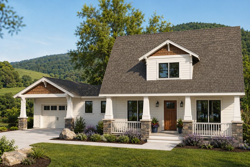 Architectural House Design - Exterior - Front Elevation for Bungalow House Plan #124-736 - 3 bed, 2.5 bath