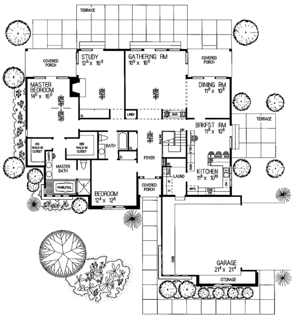 Architectural House Design - Tudor Floor Plan - Main Floor Plan #72-859