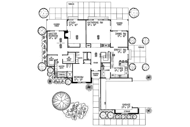 Home Plan - Floor Plan - Main Floor for Tudor House Plan #72-859 - 2 bed, 2 bath