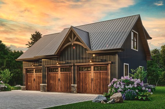 Exterior - Front Elevation 3 for Craftsman House Plan #54-594 - 1 bed, 1 bath