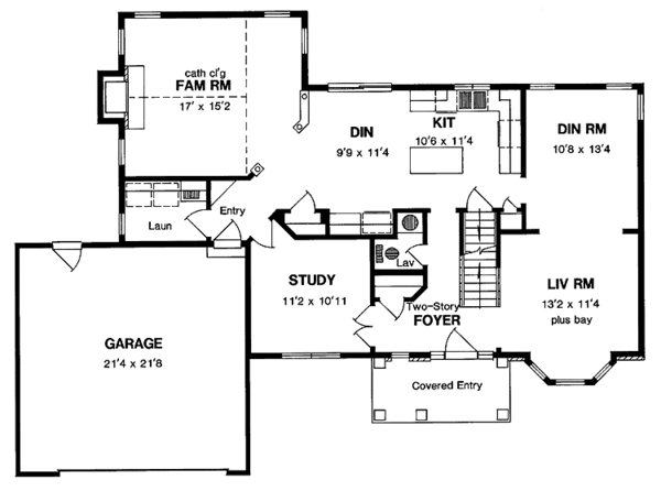 Architectural House Design - Colonial Floor Plan - Main Floor Plan #316-158