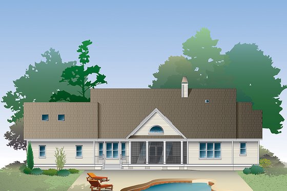 Exterior - Rear Elevation for Country House Plan #929-976 - 3 bed, 2.5 bath