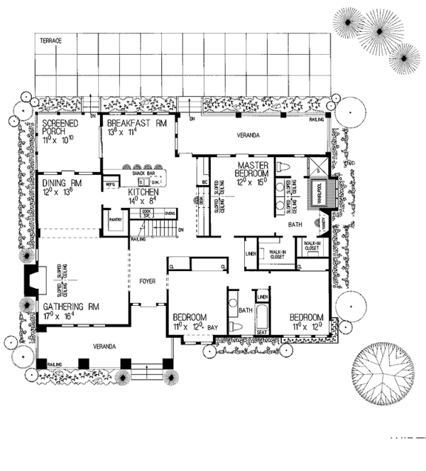 House Blueprint - Craftsman Floor Plan - Main Floor Plan #72-836