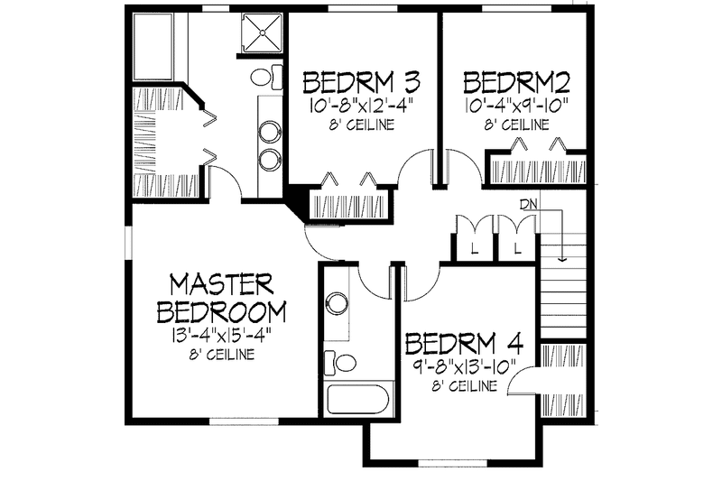 Dream House Plan - Floor Plan - Upper Floor for Colonial House Plan #51-850 - 4 bed, 2.5 bath