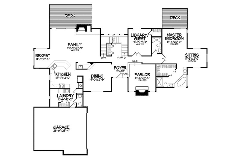 Home Plan - Floor Plan - Main Floor for Traditional House Plan #320-742 - 3 bed, 3.5 bath