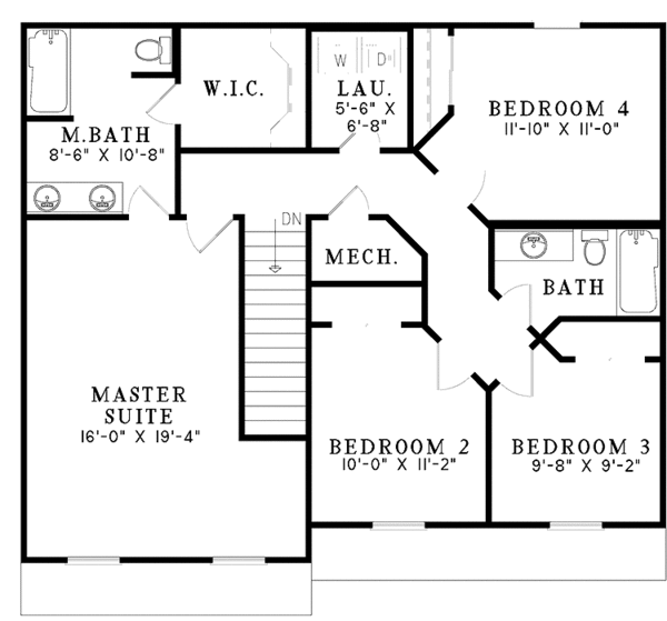 Architectural House Design - Country Floor Plan - Upper Floor Plan #17-3074