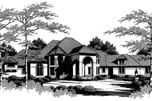 European Exterior - Front Elevation Plan #48-768