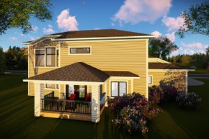 Exterior - Rear Elevation for Contemporary House Plan #70-1496 - 3 bed, 2.5 bath