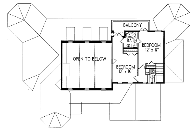 Home Plan - Floor Plan - Upper Floor for Mediterranean House Plan #76-127 - 3 bed, 2.5 bath