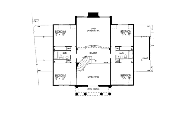 House Blueprint - Classical Floor Plan - Upper Floor Plan #72-841