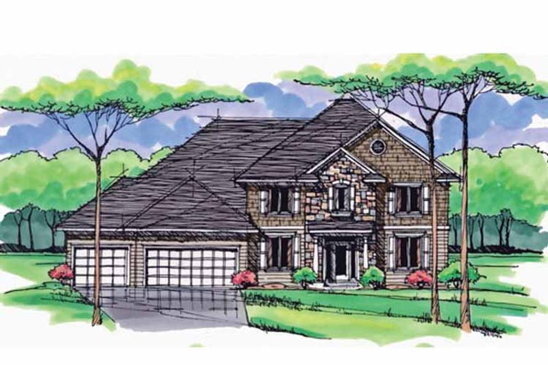 Architectural House Design - Exterior - Front Elevation 3 for Craftsman House Plan #51-1032 - 4 bed, 3.5 bath