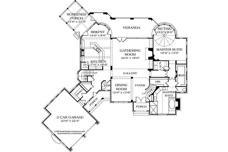 Home Plan - Floor Plan - Main Floor for European House Plan #453-581 - 4 bed, 4.5 bath