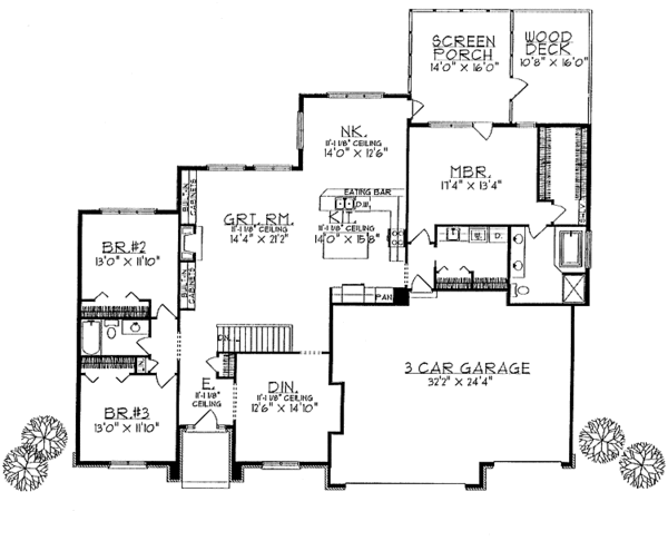 Home Plan - Traditional Floor Plan - Main Floor Plan #70-1306