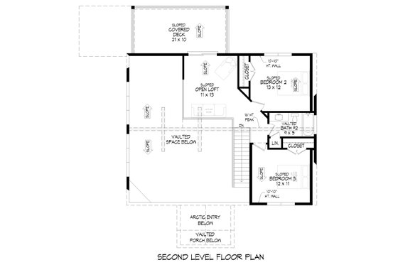 Floor Plan - Upper Floor for Southern House Plan #932-887 - 3 bed, 2.5 bath