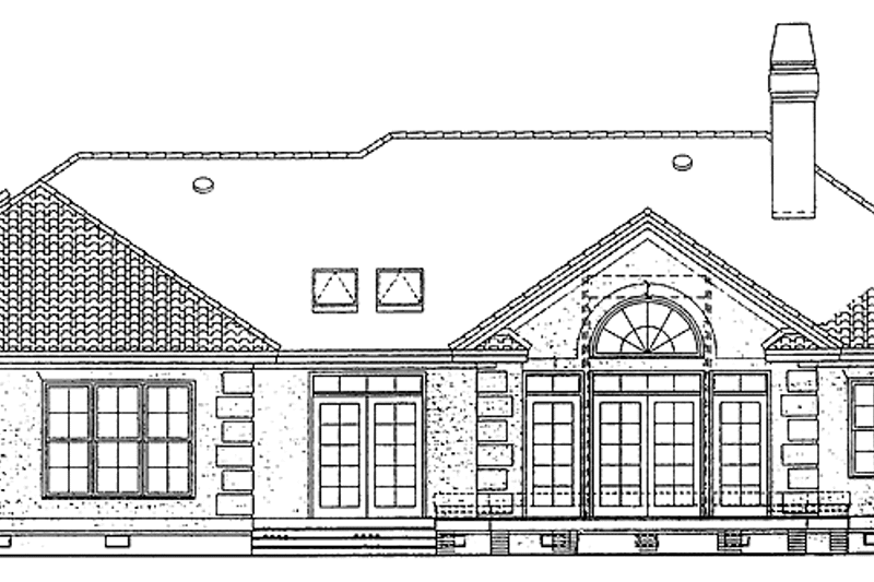 Home Plan - Exterior - Rear Elevation for Mediterranean House Plan #929-186 - 3 bed, 2 bath