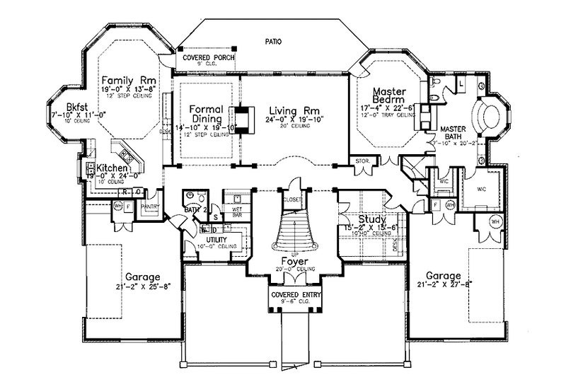 House Blueprint - Floor Plan - Main Floor for Traditional House Plan #52-268 - 4 bed, 4.5 bath