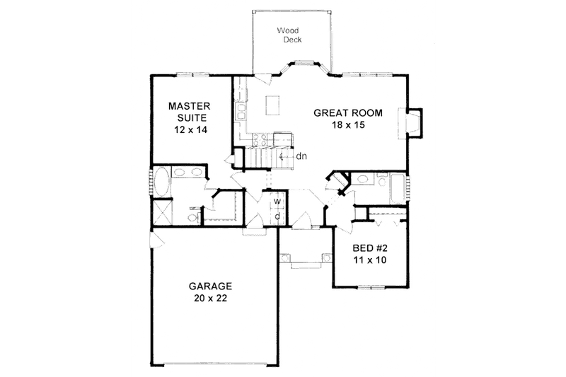 Home Plan - Floor Plan - Main Floor for Traditional House Plan #58-203 - 2 bed, 2 bath