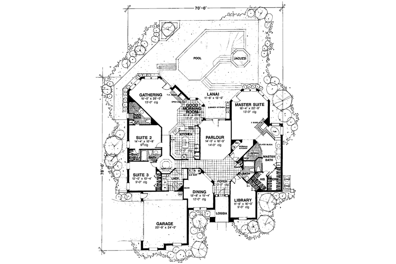 House Blueprint - Floor Plan - Main Floor for European House Plan #1007-17 - 3 bed, 4 bath