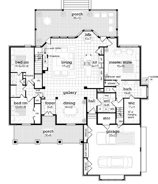 Dream House Plan - Farmhouse Floor Plan - Main Floor Plan #45-613