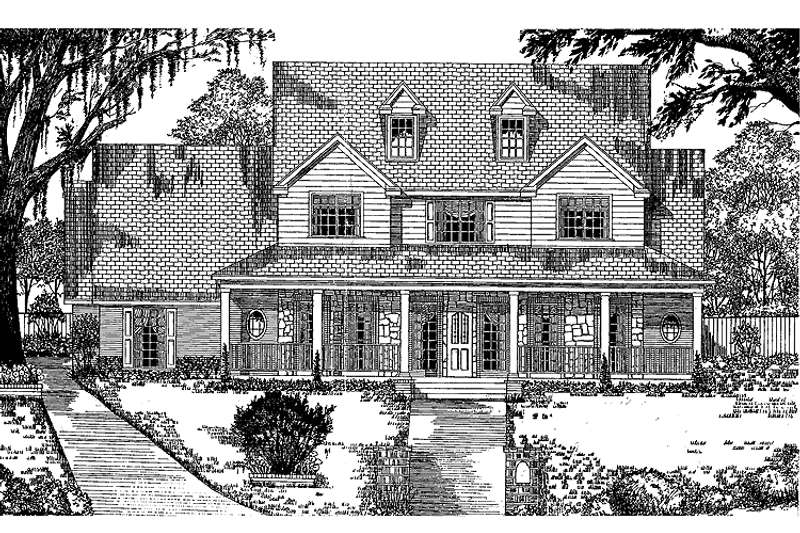 Architectural House Design - Exterior - Front Elevation 3 for Country House Plan #62-152 - 4 bed, 4 bath