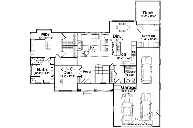Home Plan - Floor Plan - Main Floor for Craftsman House Plan #928-129 - 3 bed, 2.5 bath