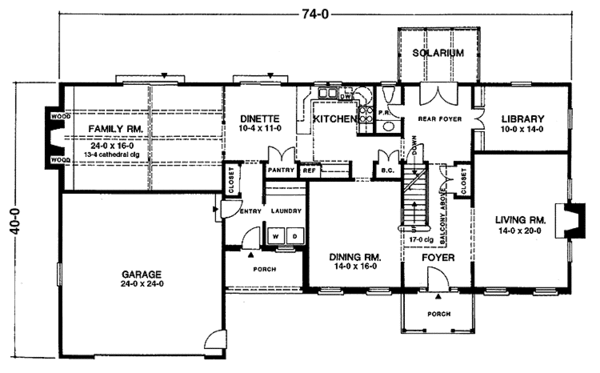 House Blueprint - Colonial Floor Plan - Main Floor Plan #1001-139
