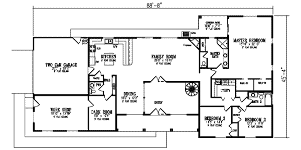 Architectural House Design - Adobe / Southwestern Floor Plan - Main Floor Plan #1-565
