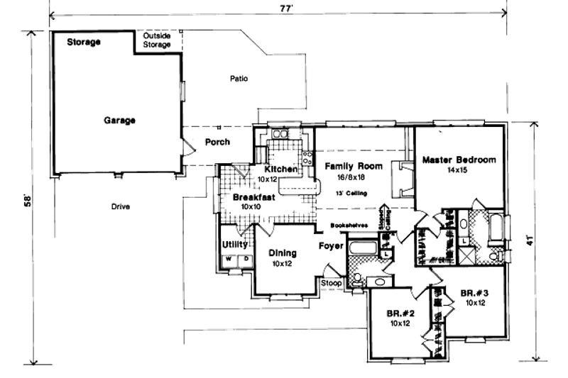 Dream House Plan - Floor Plan - Main Floor for Traditional House Plan #41-118 - 3 bed, 2 bath