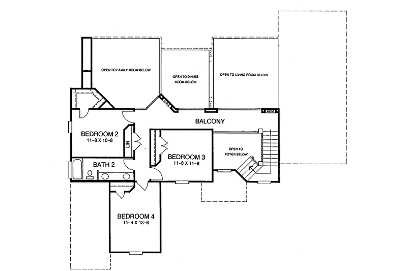 Architectural House Design - Floor Plan - Upper Floor for Traditional House Plan #952-18 - 4 bed, 2.5 bath