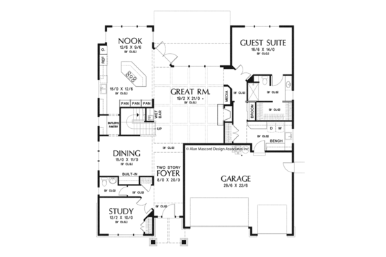 Floor Plan - Main Floor for Craftsman House Plan #48-905 - 4 bed, 5.5 bath