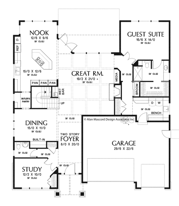 Architectural House Design - Craftsman Floor Plan - Main Floor Plan #48-905