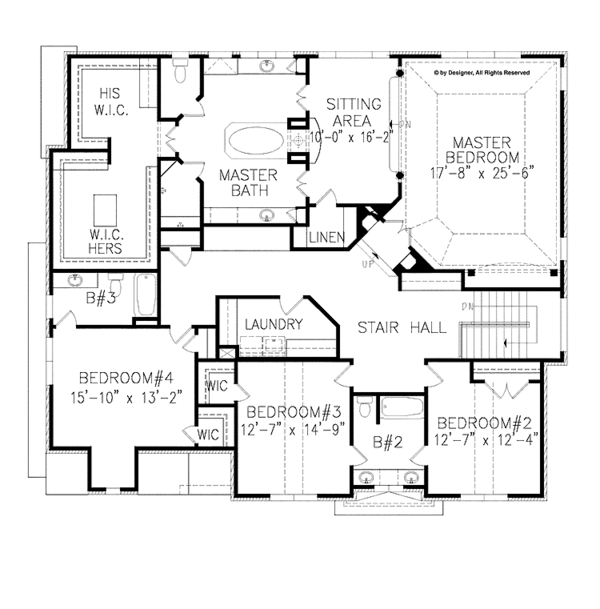 Dream House Plan - Traditional Floor Plan - Upper Floor Plan #54-358