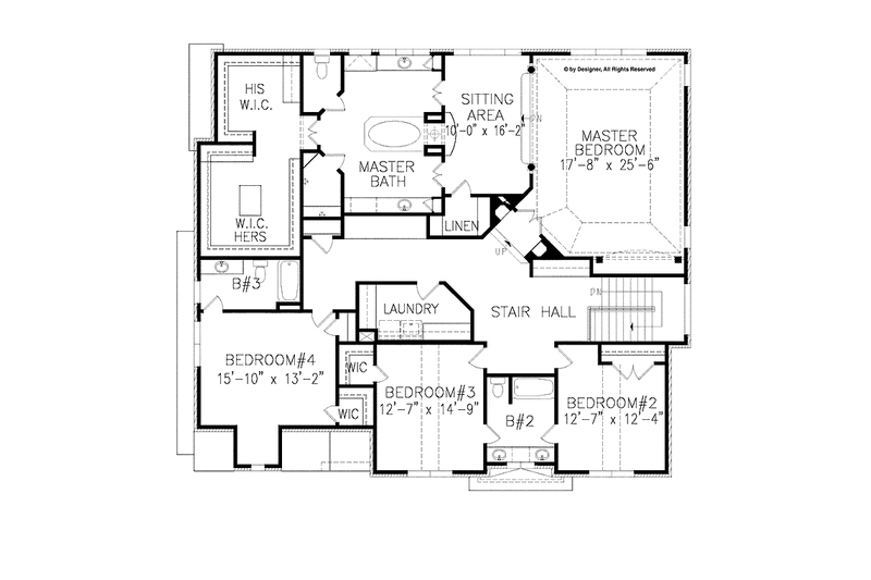 Home Plan - Floor Plan - Upper Floor for Traditional House Plan #54-358 - 5 bed, 4 bath