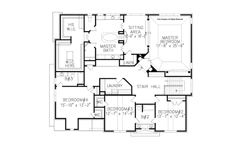 Dream House Plan - Traditional Floor Plan - Upper Floor Plan #54-358