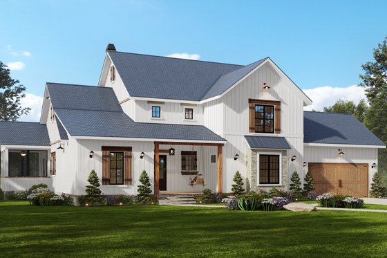 Exterior - Front Elevation 5 for Farmhouse House Plan #54-570 - 4 bed, 4.5 bath